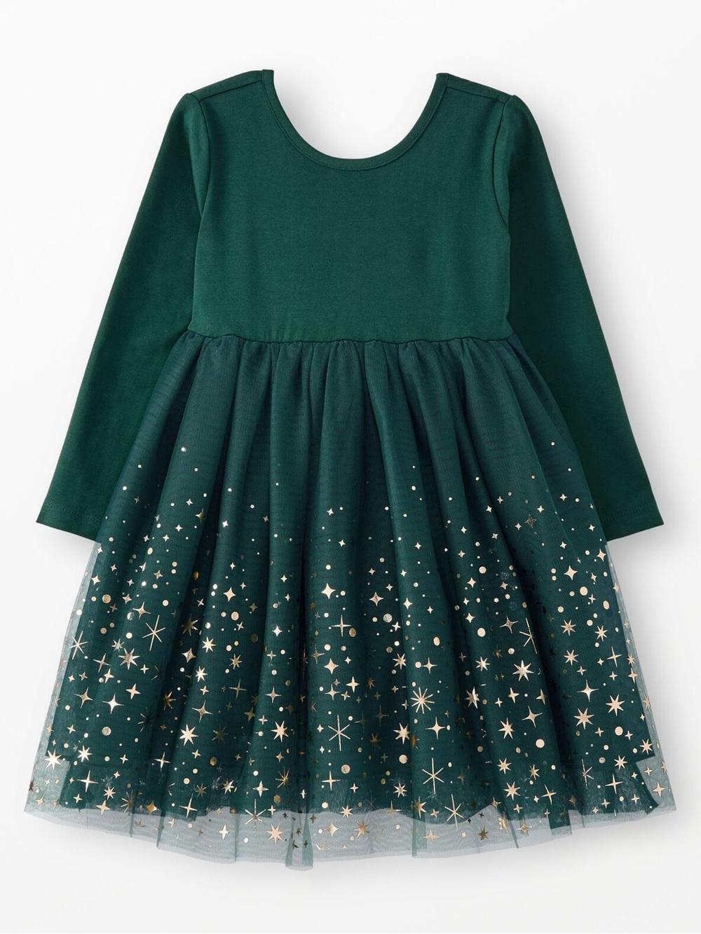 Hanna Andersson Green Holidays Christmas Long Sleeve Shimmer Tulle Dress 130 8